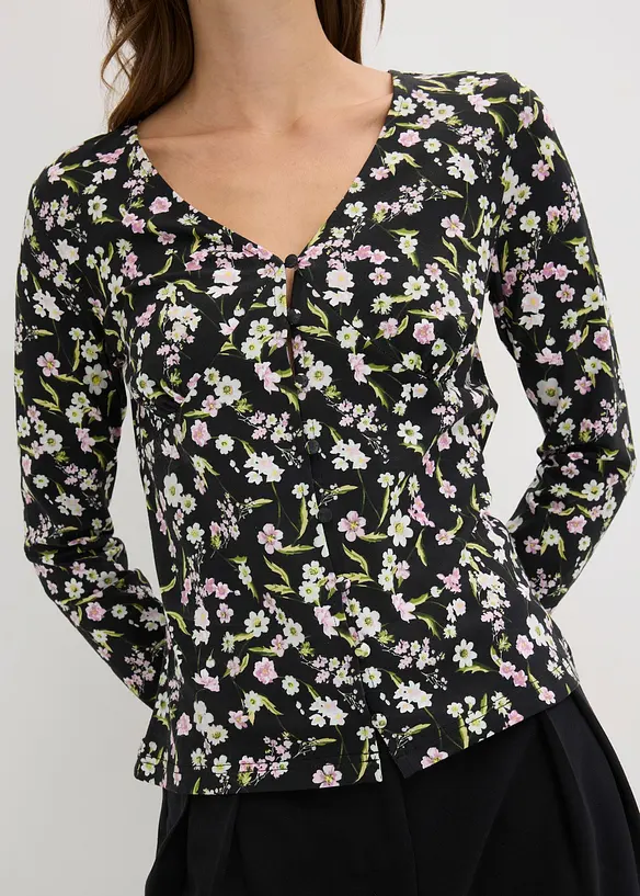 Maglia a maniche lunghe in misto cotone, bonprix