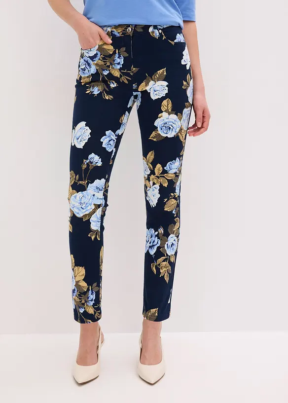 Pantaloni cropped in cotone elasticizzato, bonprix