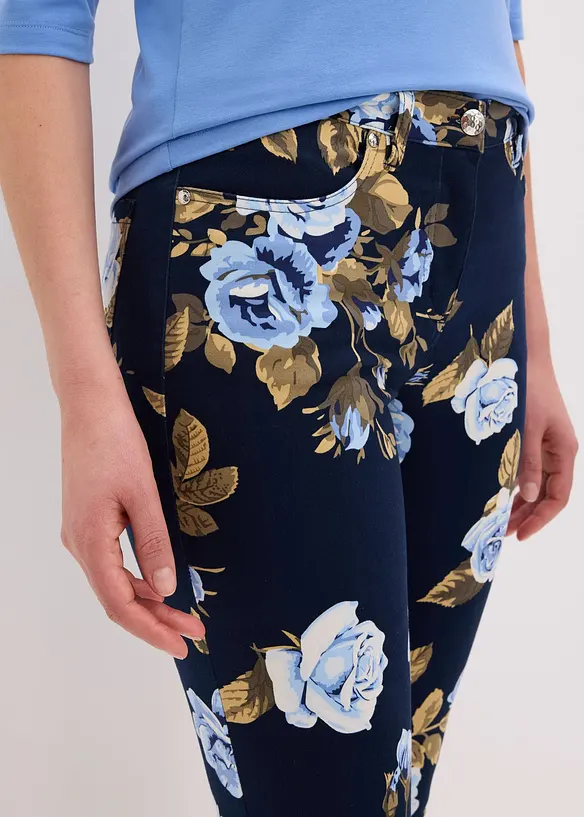 Pantaloni cropped in cotone elasticizzato, bonprix