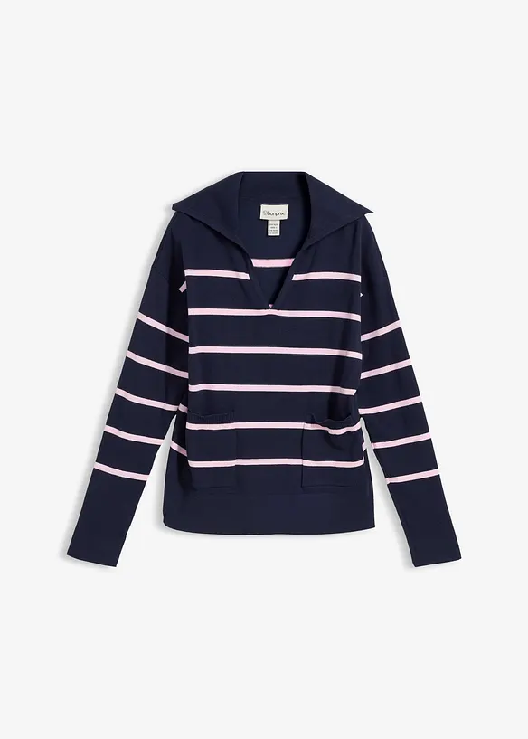 Maglione a polo in filato fine, bonprix