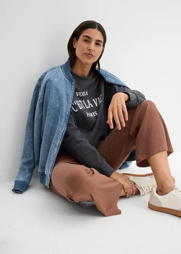 Leggings cropped in misto viscosa a coste, bonprix