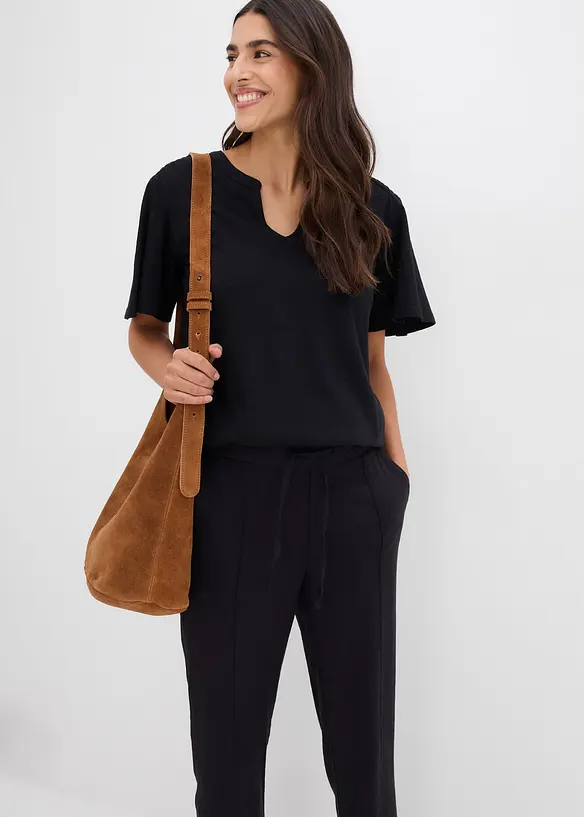 Pantaloni in misto viscosa e lino, bonprix