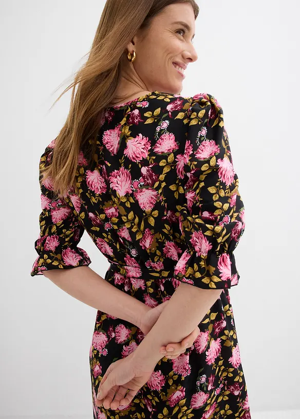 Abito midi con maniche a sbuffo, bonprix