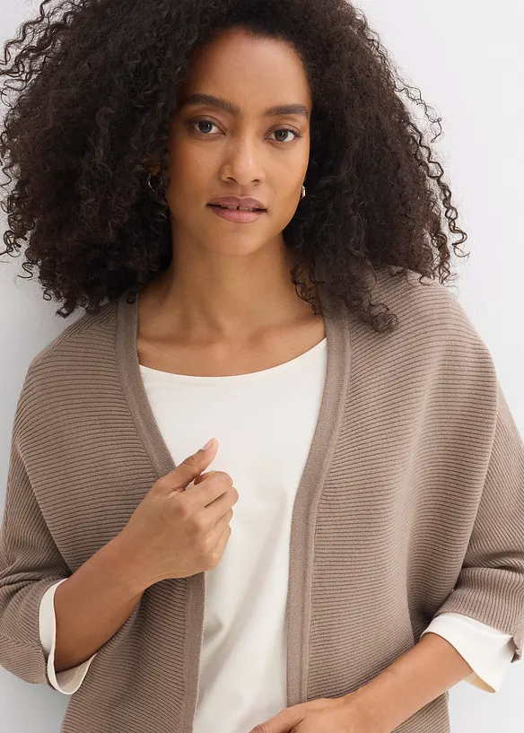 Cardigan oversize a costine in misto viscosa, bonprix