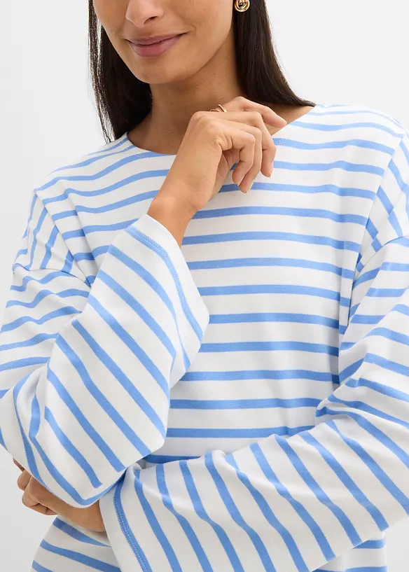 Maglia a maniche lunghe a righe in cotone biologico, bonprix