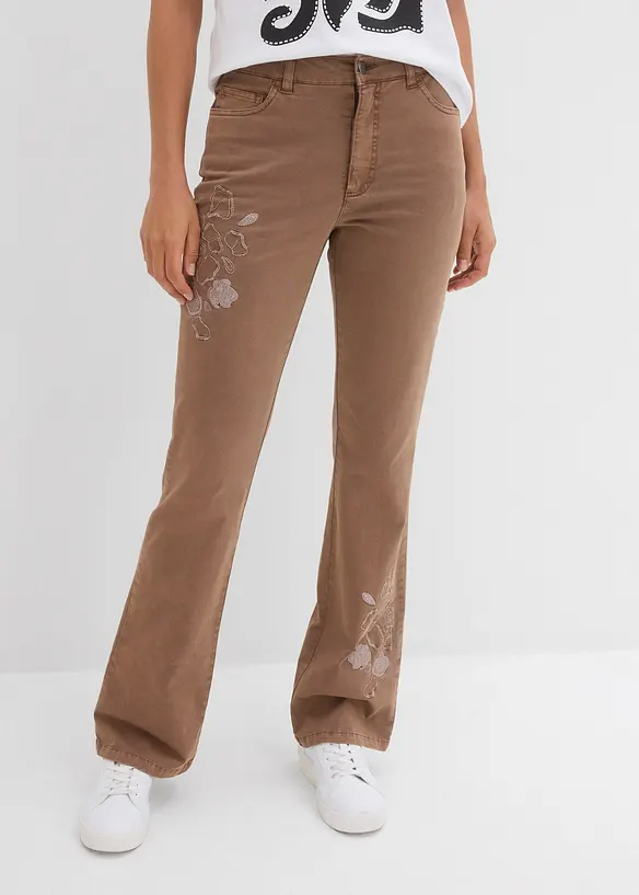 Jeans bootcut con ricami, bonprix