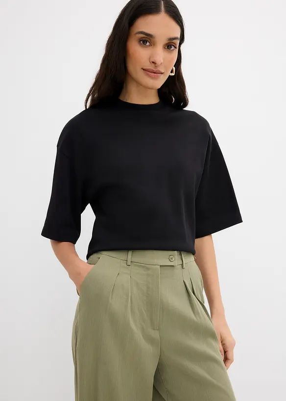 Pantaloni in misto viscosa con bottone decorativo, bonprix