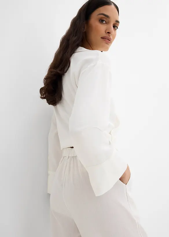 Pantaloni in misto viscosa con bottone decorativo, bonprix