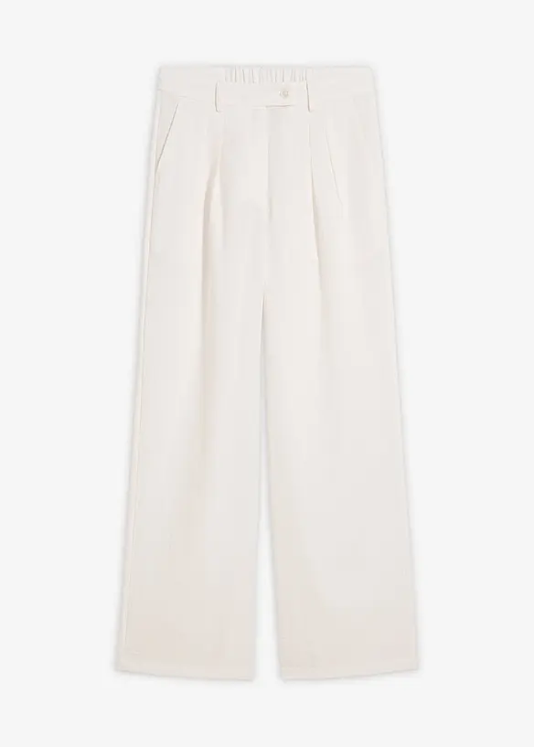 Pantaloni in misto viscosa con bottone decorativo, bonprix