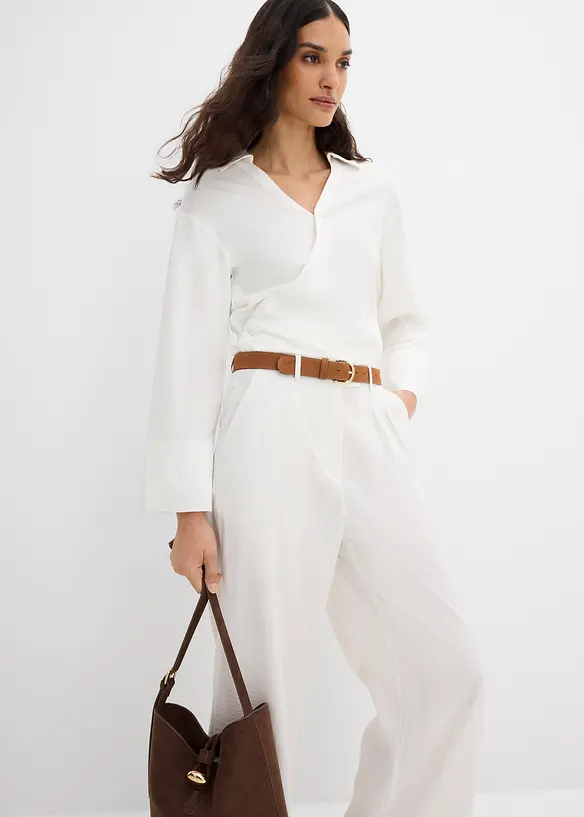 Pantaloni in misto viscosa con bottone decorativo, bonprix