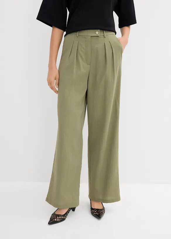 Pantaloni in misto viscosa con bottone decorativo, bonprix