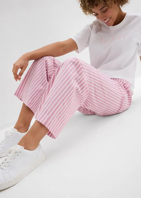 Pantaloni a palazzo in popeline di cotone, bonprix