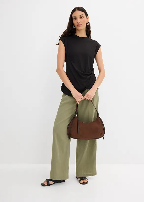 Maglia in misto viscosa con orlo asimmetrico, bonprix