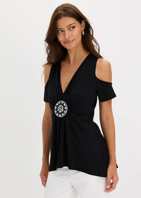 Maglia con cut-out sulle spalle e accessorio, bonprix