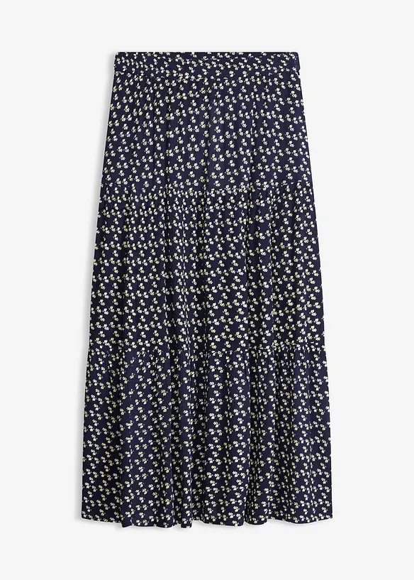 Gonna a balze lunga in viscosa operata, bonprix