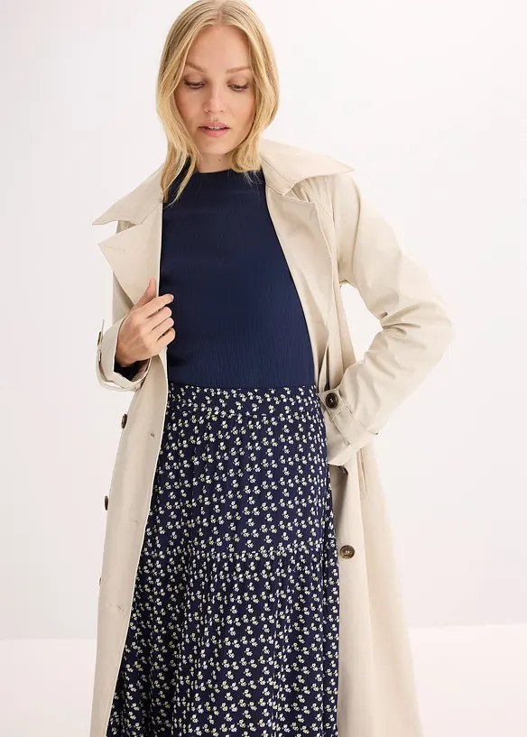 Gonna a balze lunga in viscosa operata, bonprix