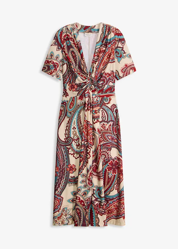 Abito midi sfiancato con effetto incrociato, bonprix