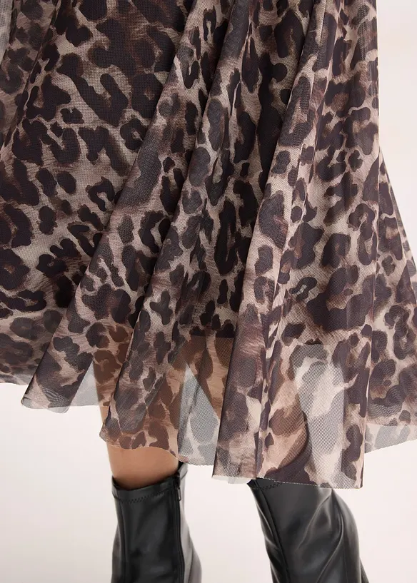 Gonna midi svasata con mesh, bonprix