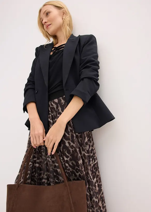 Gonna midi svasata con mesh, bonprix