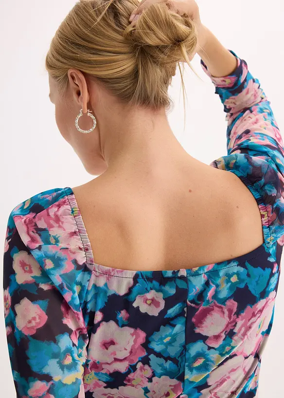 Abito midi in mesh che valorizza la silhouette, bonprix