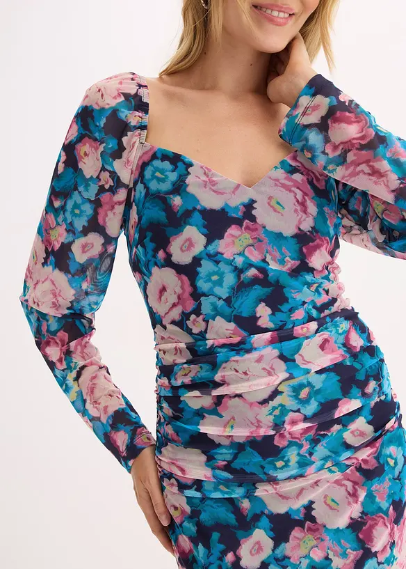 Abito midi in mesh che valorizza la silhouette, bonprix