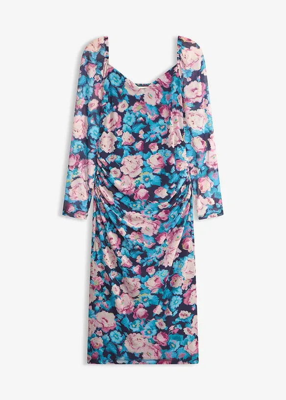 Abito midi in mesh che valorizza la silhouette, bonprix