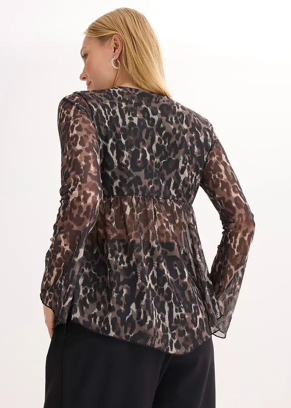 Blusa in mesh che valorizza la silhouette, bonprix