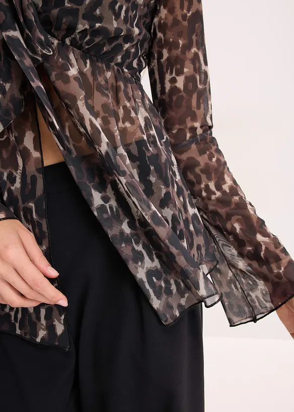 Blusa in mesh che valorizza la silhouette, bonprix