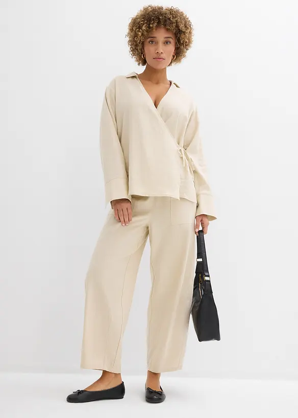 Pantaloni barrel in misto lino leggero, bonprix