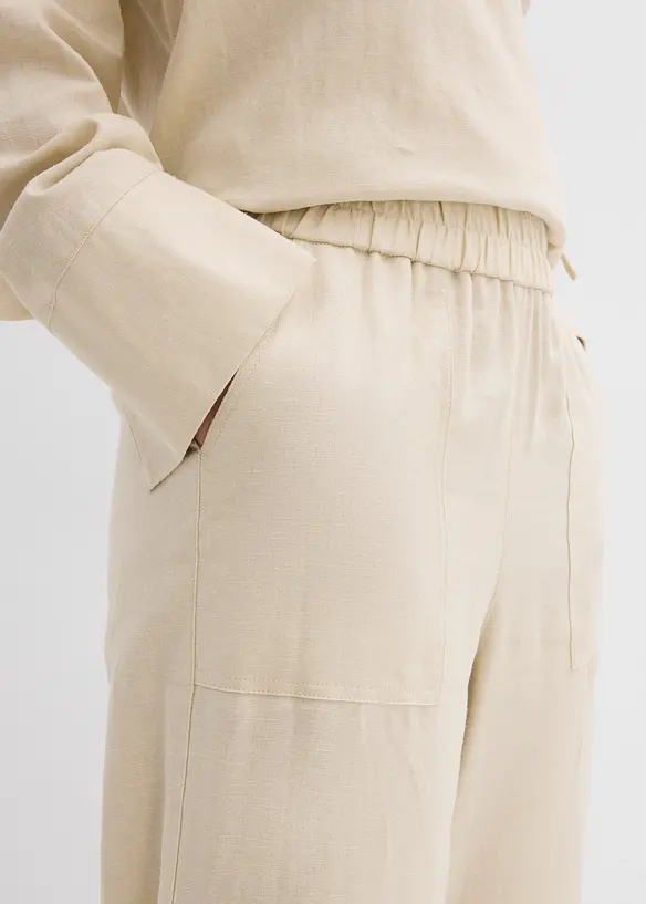 Pantaloni barrel in misto lino leggero, bonprix