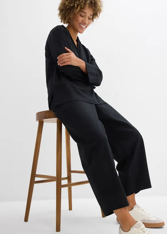 Pantaloni barrel in misto lino leggero, bonprix