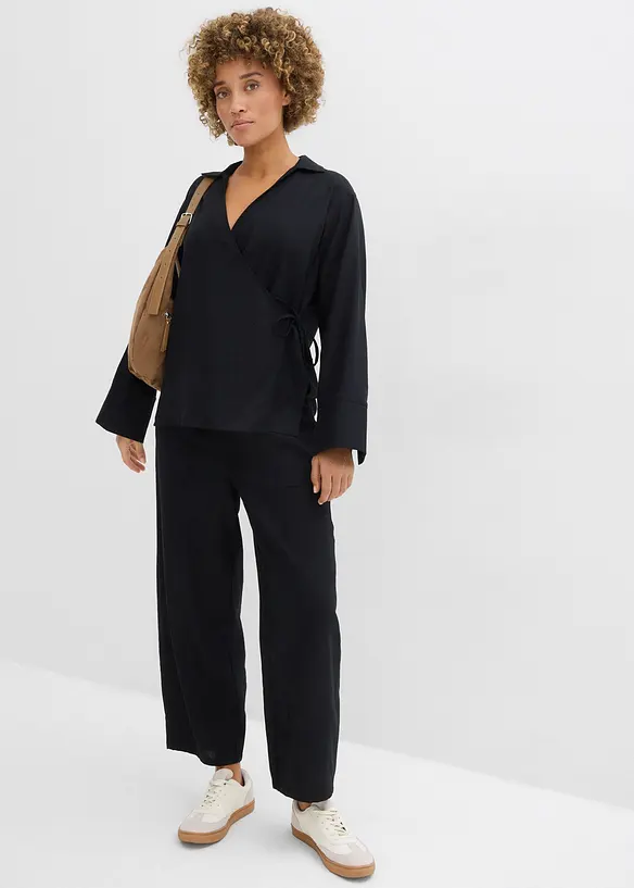 Pantaloni barrel in misto lino leggero, bonprix