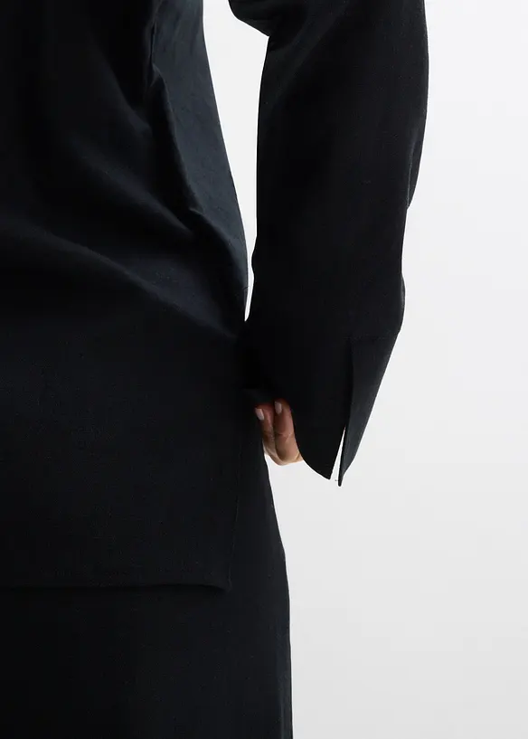 Blusa a portafoglio in misto lino, bonprix