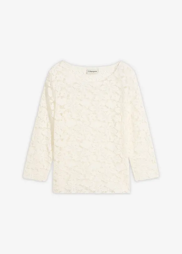 Maglia sciancrata in pizzo, bonprix