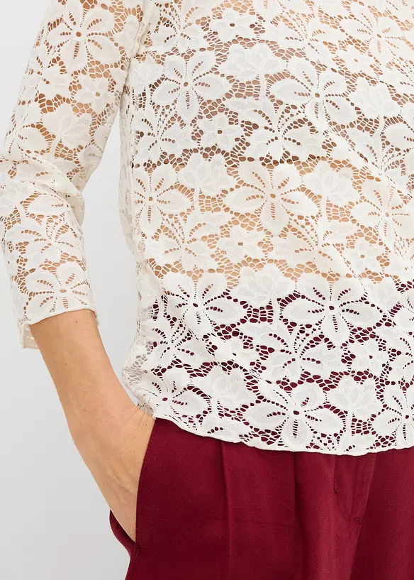 Maglia sciancrata in pizzo, bonprix