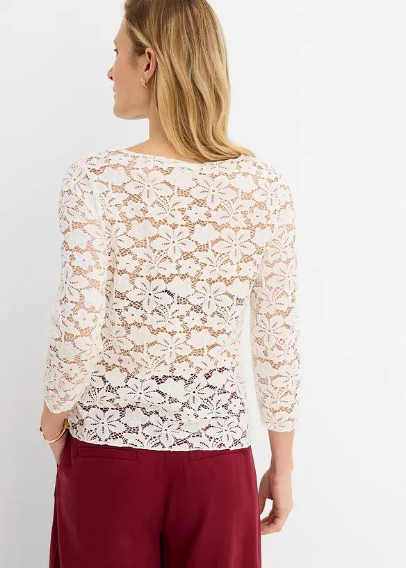 Maglia sciancrata in pizzo, bonprix