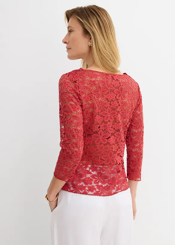 Maglia sciancrata in pizzo, bonprix