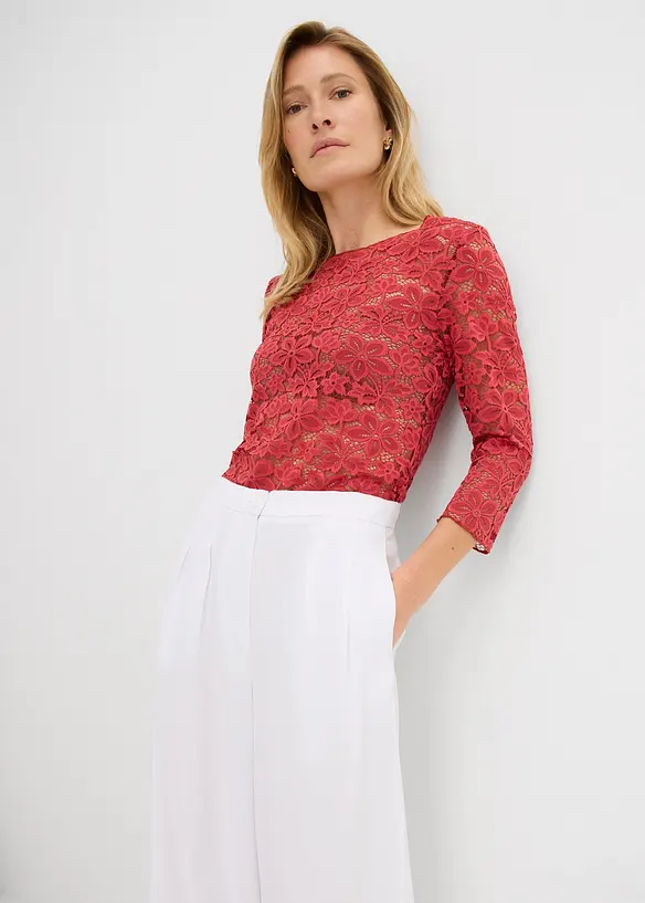 Maglia sciancrata in pizzo, bonprix