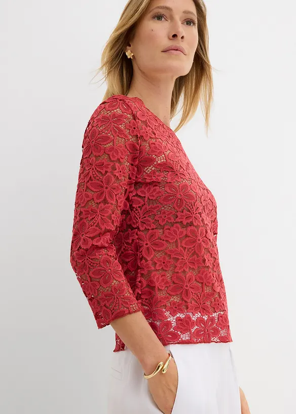 Maglia sciancrata in pizzo, bonprix