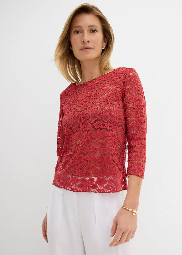Maglia sciancrata in pizzo, bonprix