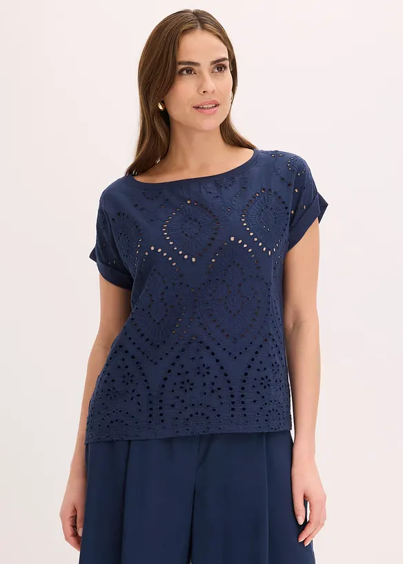 Maglia con pizzo traforato, bonprix
