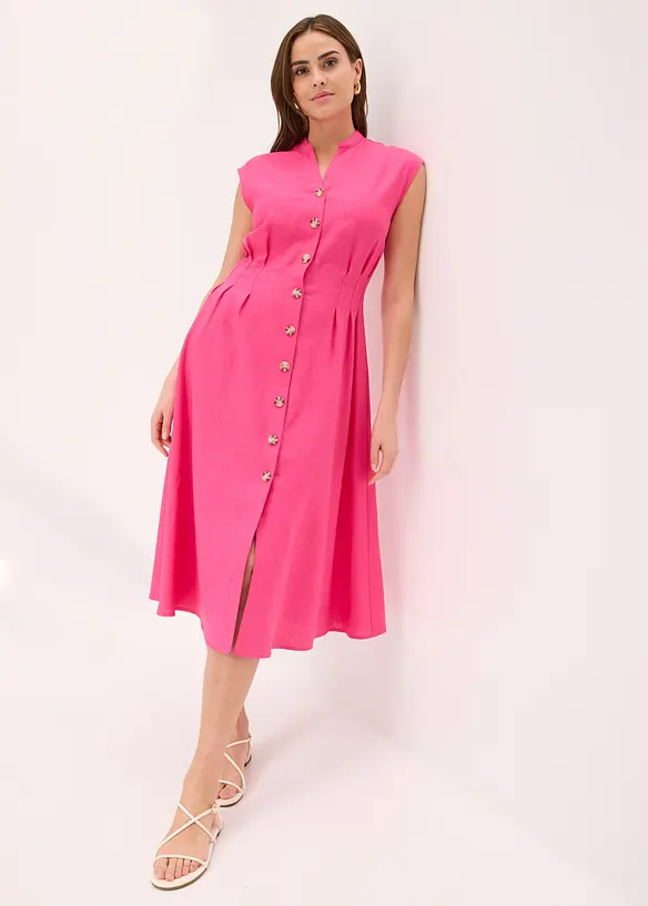 Abito midi in misto lino leggero, bonprix