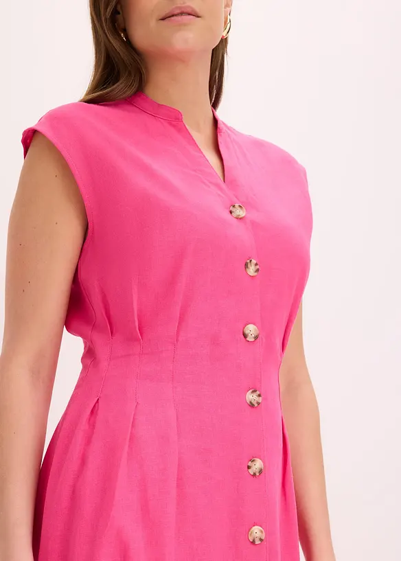 Abito midi in misto lino leggero, bonprix