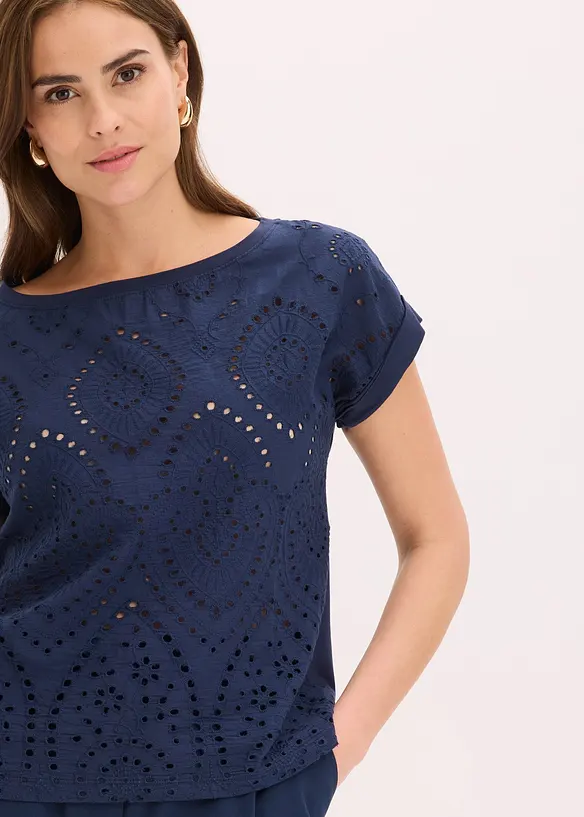 Maglia con pizzo traforato, bonprix