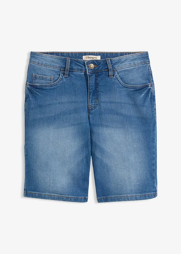 Bermuda in jeans straight, a vita media, bonprix