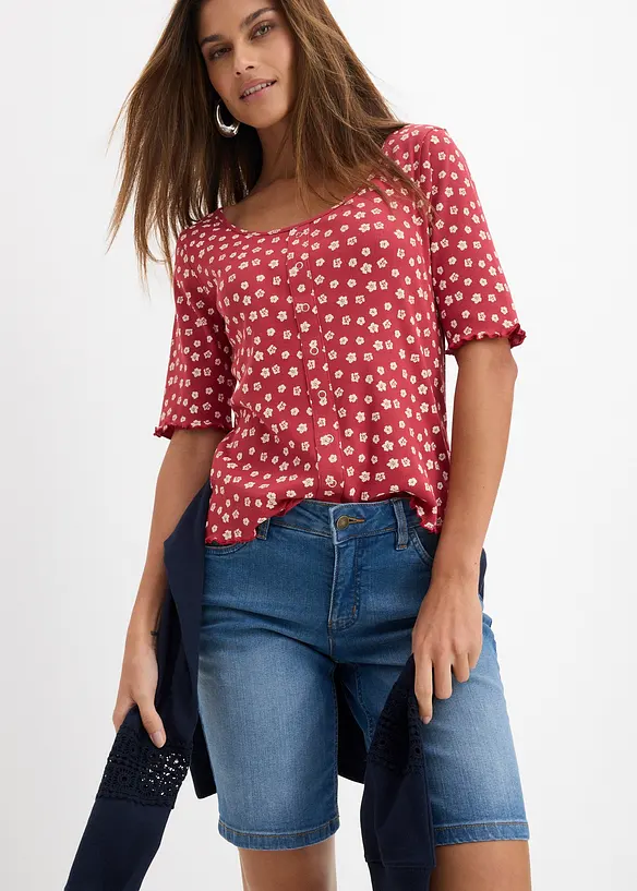 Bermuda in jeans straight, a vita media, bonprix