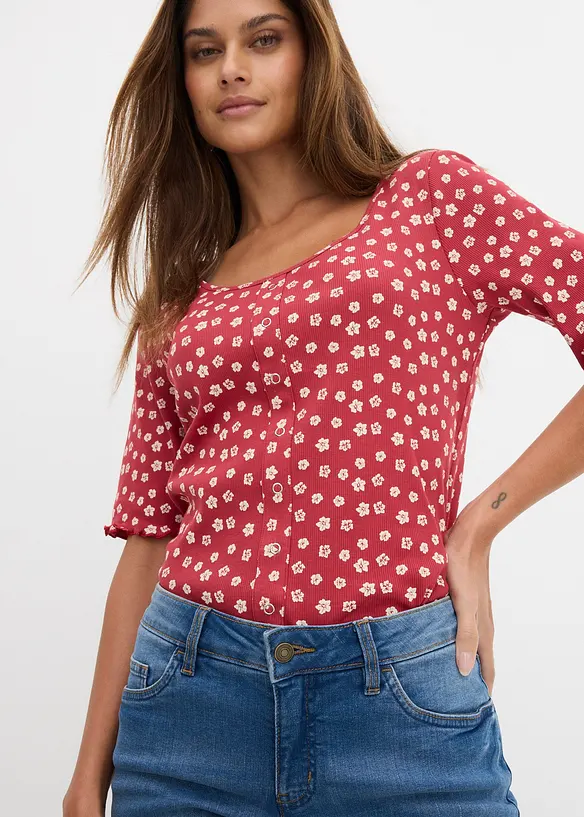 Bermuda in jeans straight, a vita media, bonprix