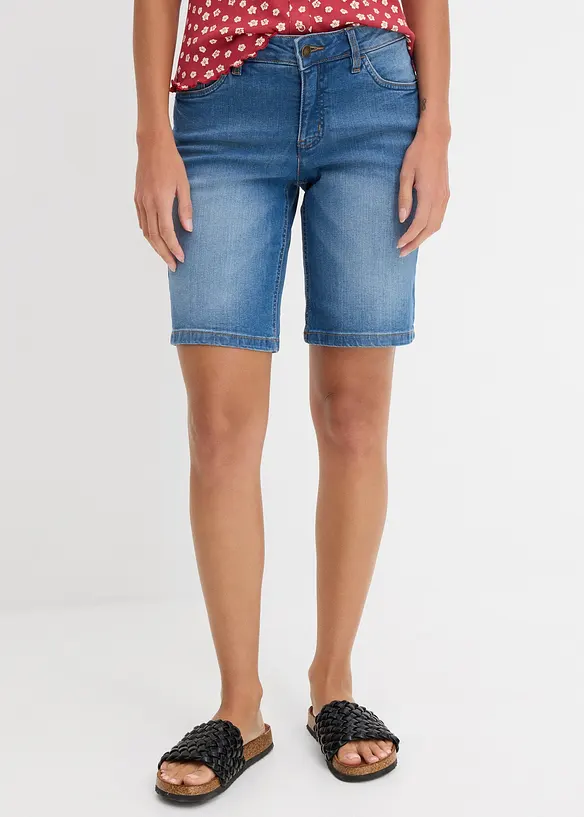 Bermuda in jeans straight, a vita media, bonprix