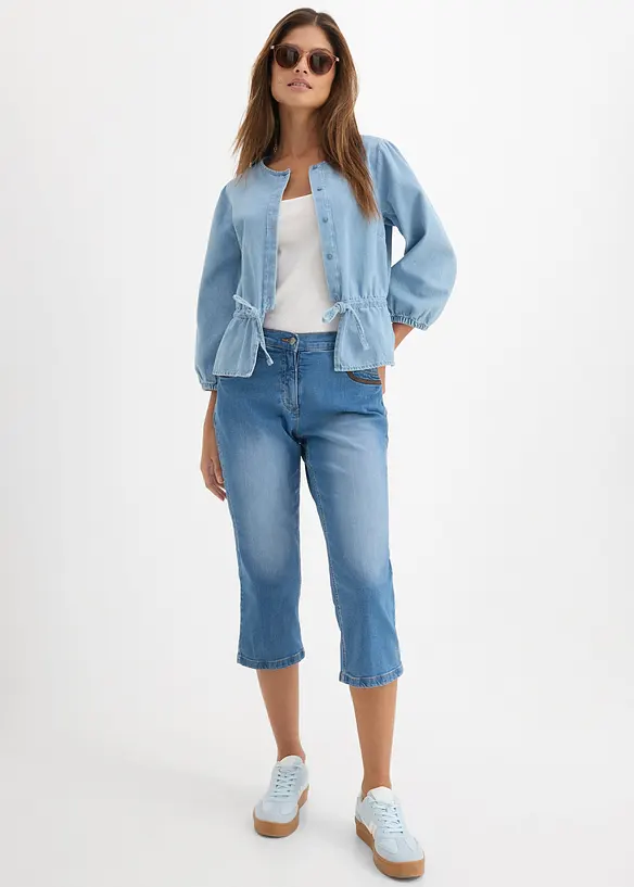 Jeans capri slim fit, vita media, bonprix