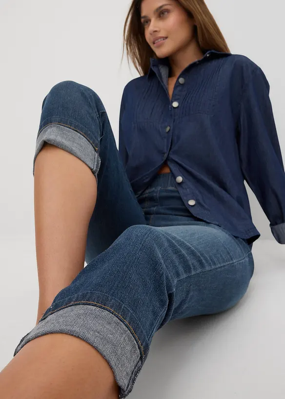 Jeans in cotone slim fit,  vita media, bonprix